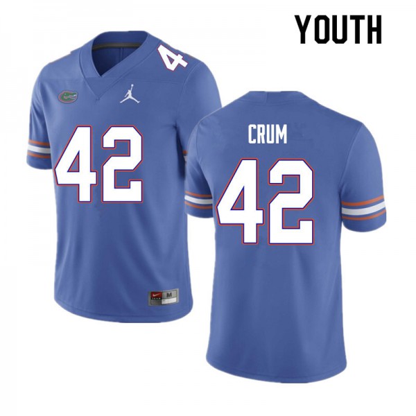 Youth #42 Quaylin Crum Florida Gators College Football Jerseys Blue
